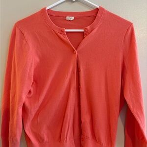 J. Crew Vibrant Coral Cardigan Sweater